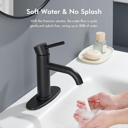 Black Bathroom Faucet, Single Hole Bathroom Faucet Stainless Steel | 2 Pack Modern Bathroom Sink Faucet with Pop-up Drain and Hoses, RV & Outdoor Basins,1 or 3 Hole
