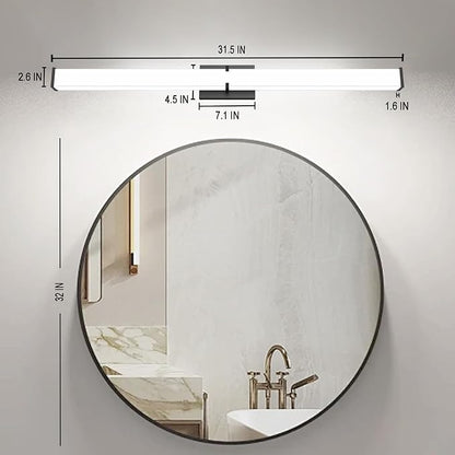 Bathroom Light Fixtures: 31.5 Inch ETL Certified LED Bathroom Vanity Light 5700K Cool White 36W 2500LM - Modern Black Vanity Light Dimmable with Clear Shade - Bathroom Lighting Fixtures Over Mirror