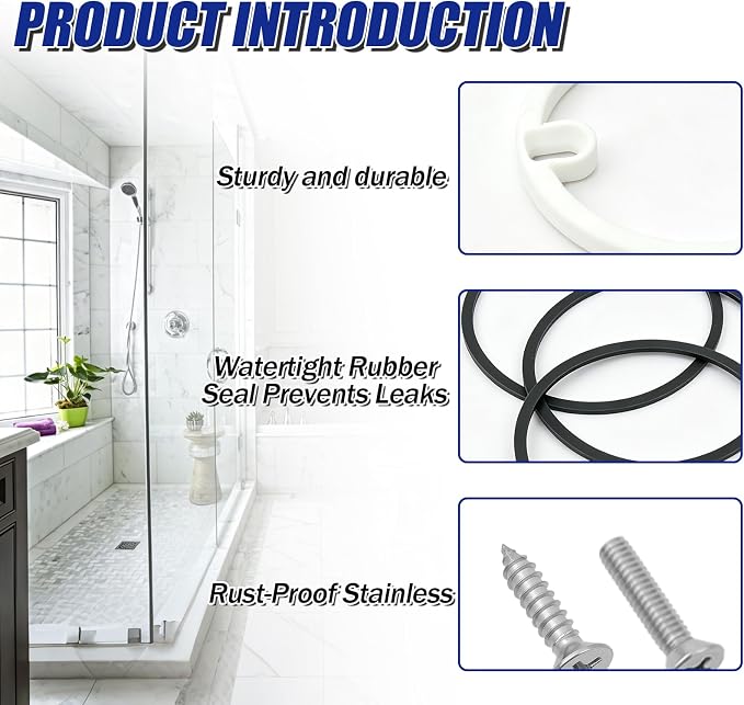 Drain Height Extension Kit, Universal Fit for 2-1/2" to 3" Floor Drains | Adjustable 1/4"–1/2" Riser with Leak-Proof Sealing Gaskets for Shower, Bathroom, Kitchen & Laundry Room Renovations