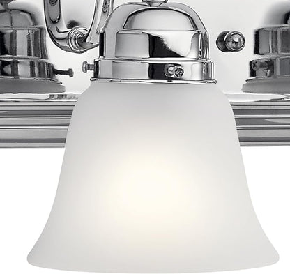 Kichler 24" 3-Light Vanity Bath Light in Chrome, Modern Bathroom Light with Clear Satin Etched Glass, (24" W x 8" H), 5337CHS