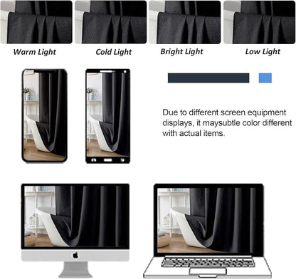 Black Shower Curtain for Bathroom 84 Inches Eatra Long, Elegant 3D Embossed Textured Cloth Waffle Shower Curtain, Modern Luxury Hotel Style, Water Repellent, Machine Washable, 72X84, Black