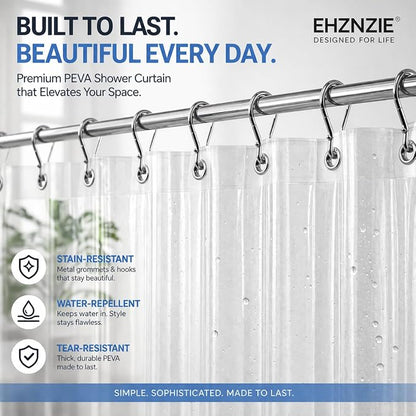 EHZNZIE Frosted Heavy Duty Shower Curtain Liner 72x72, PEVA Waterproof Bath Curtain, No Chemical Smell, 3 Weighted Magnets, Durable with Rustproof Metal Grommets