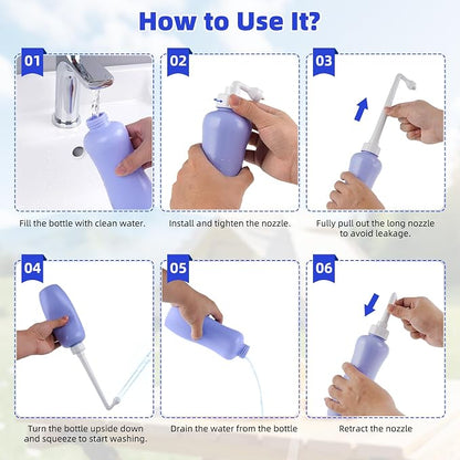 Hibbent Portable Bidet for Travel, Handheld Travel Bidet for Personal Hygiene Care, Personal Cleansing Use, Extended Nozzle, 17oz(500ml) Bathroom Toilet Spray, Purple
