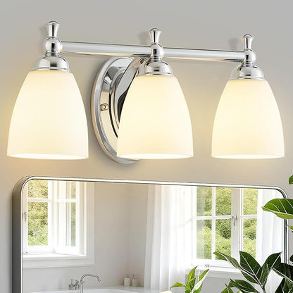 Bathroom Light Fixtures, 3 Light Bathroom Lighting Fixtures Over Mirror Wall Mounted Lighting Chrome Vanity Light for Living Room Cabinet