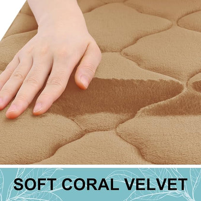 OLANLY Memory Foam Bath Mat Rug 44x24, Ultra Soft and Absorbent Bathroom Rugs, Non-Slip, Comfortable, Machine Washable Bath Carpet for Bathroom Floor, Tub Shower and Home Decor Accessories, Dark Beige