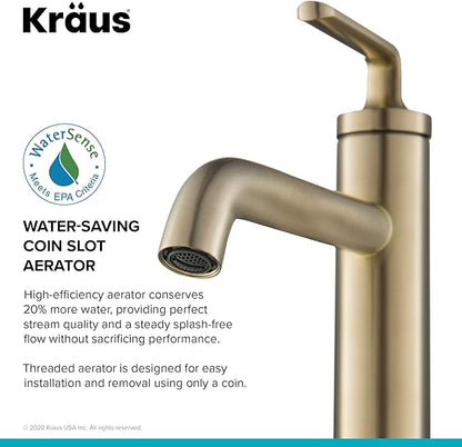 KRAUS Ramus Single Handle Bathroom Sink Faucet with Lift Rod Drain in Brushed Gold, KBF-1221BG-2PK
