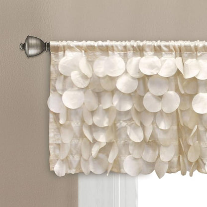 Lush Decor Gigi Valance Curtain Single 70" W x 14" L Ivory - Cream Valances for Windows - Vintage Kitchen Curtains - Glam Decor - Bathroom Valance