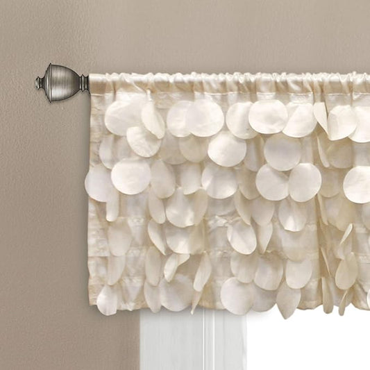 Lush Decor Gigi Valance Curtain Single 70" W x 14" L Ivory - Cream Valances for Windows - Vintage Kitchen Curtains - Glam Decor - Bathroom Valance