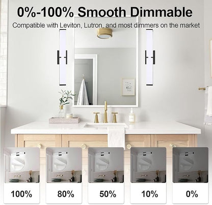 Bathroom Vanity Light 2700/3000/3500/4000/5000k Dimmable, Black Modern Matte for Vanity Lighting Over Mirror LED, 32 inch IP44 36W Equivalent to Incandescent 300W, ETL Listed (1 Pack)
