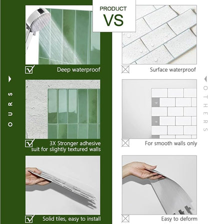 STICKGOO 10-Sheet Peel and Stick Backsplash Tile, Self Adhesive Vinyl Wall Tiles, Stick on Backsplash for Kitchen and Bathroom(Thicker Design)