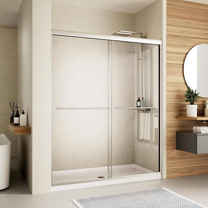 Royal Guard Double Sliding Shower Door,56-60" W x 70" H,Chrome | Shower Doors with 6mm Clear SGCC Tempered Glass,Bypass Shower Enclosure,Nano Coating Easy Clean&Waterproof&Adjustable Width
