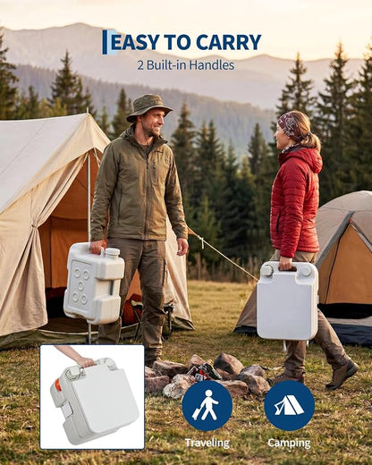 Garvee Portable Travel Toilet, T Outlet Water, RV Potty w/Level Indicator | 5.3 Gal Detachable Waste Water Tank & 3.2 Gal Flush Tank, Indoor Outdoor Push-Button Pressurized Flush Commode