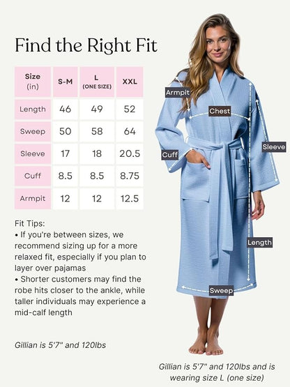 Turquaz Womens Lightweight Waffle Kimono Bathrobe for Men - Soft Quick-Dry Spa & Summer Towel Robe, Cotton Blend