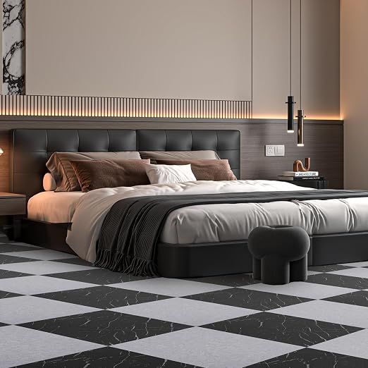 VallisCo 30-Piece Peel and Stick Floor Tiles, 12x12 Covers 30 Sq. Ft. Waterproof Vinyl Flooring, Renter-Friendly Self-Adhesive Floor Stickers for Kitchen, Bathroom, Basement & Home DIY Medium Grey