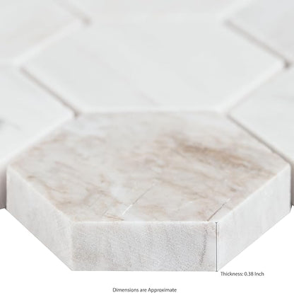 MSI Angora 12 in. x 12 in. Polished Marble Hexagon Tile for Kitchen Backsplash, Floor Tile, Wall Tile for Bathroom, Shower Wall Tile, Mesh Mounted Mosaic Tile