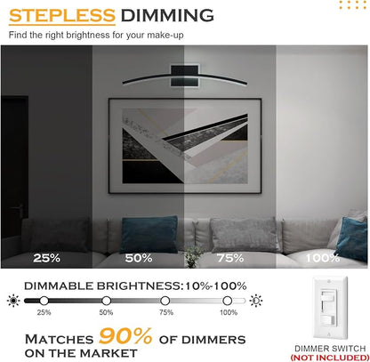 Benkut Modern LED Wall Sconce Black Light Fixtures Over Mirror Modern Bath Wall Lighting for Bathroom, Dimmable Vanity Light for Bathroom(5CCT 23.6Inch)