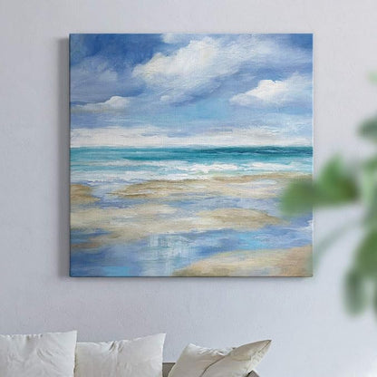 Renditions Gallery Washy Coast Wall Art, Premium Gallery Wrapped Canvas Decor, Ready to Hang, 32 in H x 32 in W, Made in America Print