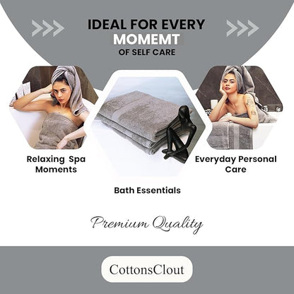 Grey Bath Towels 30x60 – Pack of 4 | Soft, Light Weight & Quick-Dry | Highly Absorbent 100% Combed Yarn Cotton Towels for Bathroom, Spa, Home & Hotel Use (Grey Bath Towels, 30x60- Pack of 4)