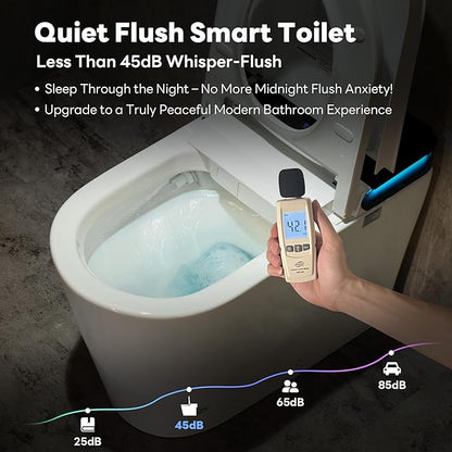 Casta Diva Smart Toilet with Bidet Built in, Auto Open Close, Foot Sensor, 1000 MaP Auto Flushing, ADA Comfort Height, Artistic Lighting, Smart Heated Seat, Foam Dispenser, Tank Built in (CD-U010Pro)