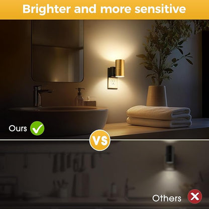 L LOHAS LED Night Light, Dimmable Night Lights Plug into Wall | 2 Pack Automatic Nightlight with Light Sensor, 3000K Soft White 0-100LM Modern Nightlight for Kids Bedroom Hallway