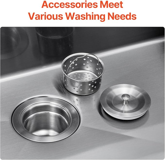 VEVOR 33 inch Kitchen Sink Workstation, 304 Stainless Steel Top Mount Sinks, Drop-In Single Bowl Farmhouse Basin with Accessories, Household Dishwasher Sinks for RV, Prep Kitchen, and Bar (Black)
