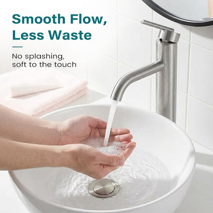 Tall Vessel Sink Faucet Nickel Modern Single Handle Bathroom Faucet One Hole Rv Vanity Lavatory Bathroom Sink Faucet