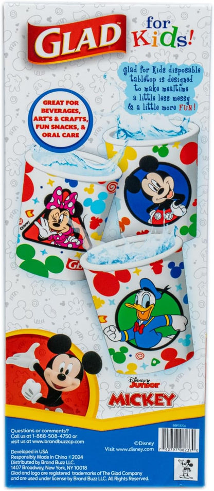 Glad for Kids Disney Mickey and Friends Mini Paper Cups, 3 Oz, 100 Ct, 6-Pk | Soak-proof bathroom rinse cups sized for little hands; colorful Mickey Mouse designs