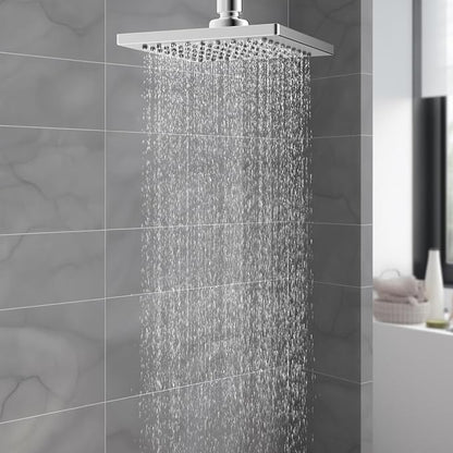 Hibbent cUPC Certified Thickness Metal 6'' Square Rain Shower Head, Chrome | High Pressure Shower Head, Bathroom Waterfall Shower Heads, High Flow Fixed Showerheads with Adjustable Brass Ball Joint