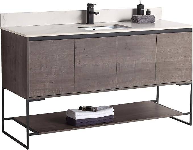 60 Inch Bathroom Vanity with Sink - Modern Knob Free Design, Elegant Space-Saving Solution for Your Bathroom - Durable, Bathroom Vanities for a Contemporary Look - Urbania Collection