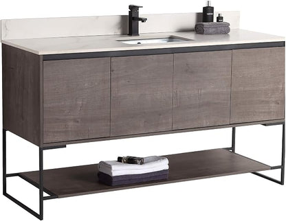 60 Inch Bathroom Vanity with Sink - Modern Knob Free Design, Elegant Space-Saving Solution for Your Bathroom - Durable, Bathroom Vanities for a Contemporary Look - Urbania Collection