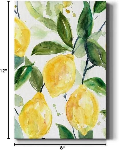 Renditions Gallery Canvas Nature Wall Art Paintings for Wall Decorations Yellow Lemons Branch Modern Abstract Wall Hanging Artwork Prints for Bedroom Living Room Office Kitchen - 8"x12" LT02