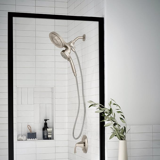 Moen Engage Magnetix 2-in-1 Combo Rain Showerhead with Detachable Handheld Shower Spray, Featuring Magnetic Docking System, Spot Resist Brushed Nickel, 26009SRN