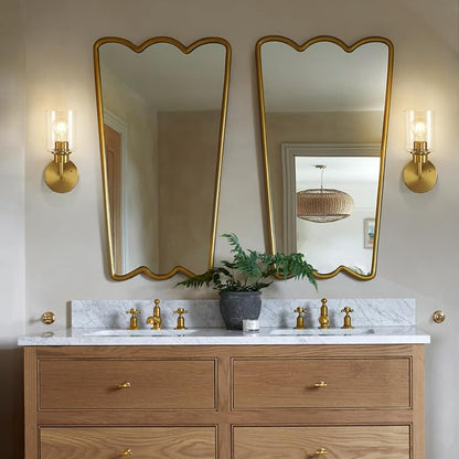 Epinl Battery Operated Wall Sconce Set of Two - Dimmable Wireless Sconces Set of 2 with Remote Control, Cordless Rechargeable Gold Wall Lights 3000K Modern Wall Lamp for Bathroom Bedroom Living Room