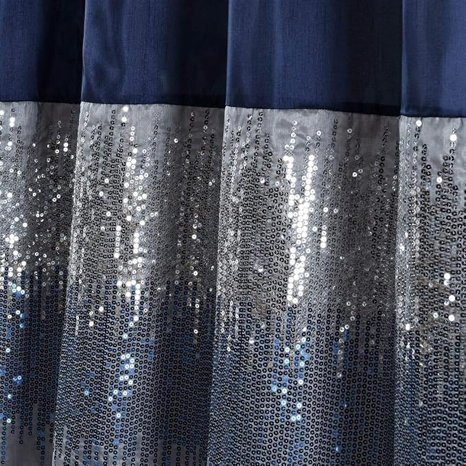 Lush Decor - Shower Curtain, Sparkly Color Block, Sequin Design, Modern Glam Bathroom Decor (Night Sky, 72" x 72")