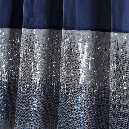 Lush Decor - Shower Curtain, Sparkly Color Block, Sequin Design, Modern Glam Bathroom Decor (Night Sky, 72" x 72")