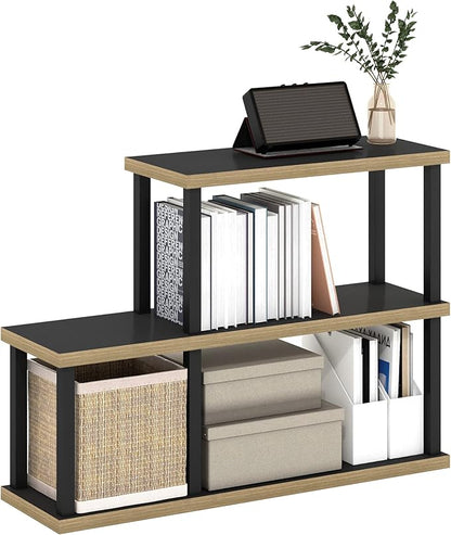Furinno Turn-N-Tube No Tools Decorative Display Shelf, 3-Tier Ladder, Americano/Black