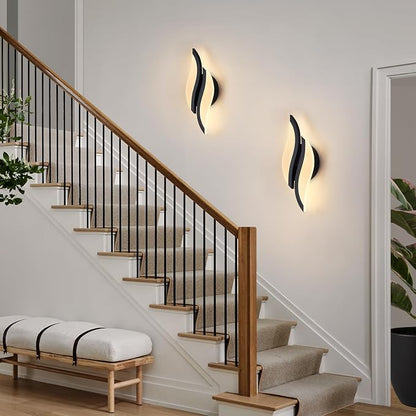 CANEOE Modern LED Wall Sconce 3000K Black Indoor Wall Light Fixtures Acrylic Wall Sconce Lighting for Living Room Bedroom Bedside Bathroom Hallway Stairway Wall Lamp (Black, 1 Pack, 3000K)