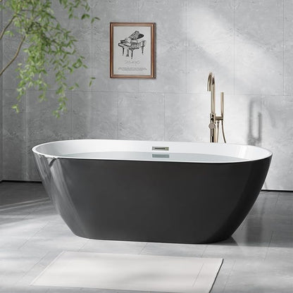 67" Acrylic Freestanding Soaking Bathtub, Free Standing Tub, Stylish Stand Alone Contemporary Soaking Tub with Integrated Overflow and Drain in Chrome, cUPC Certified
