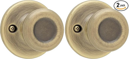 Kwikset 94880-572 Tylo Door Knob, Dummy, Antique Brass (Pack of 2)