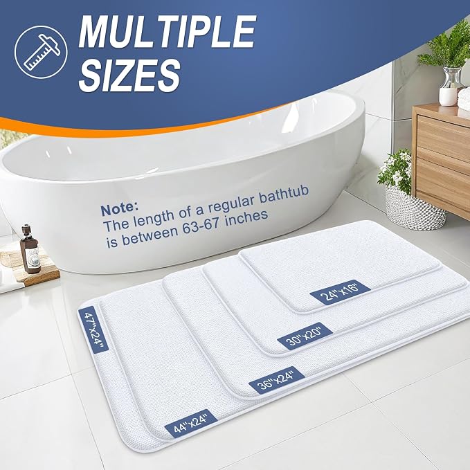OLANLY Memory Foam Bathroom Runner Rugs 59x20, Absorbent Long Mat, White | Soft Quick Dry Bath Rugs, Non-Slip Carpet, Machine Washable Mat for Bathroom Floor, Tub and Shower, Home Decor Accessories