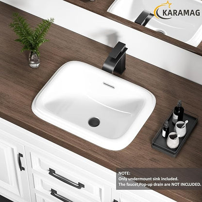 Bathroom Vessel Sink 19x15 Inch Drop In Bathroom Sink Rectangular Semi Recessed Bathroom Sinks with Overflow White Ceramic Modern Sinks Bowl Vanity Above Counter Basin