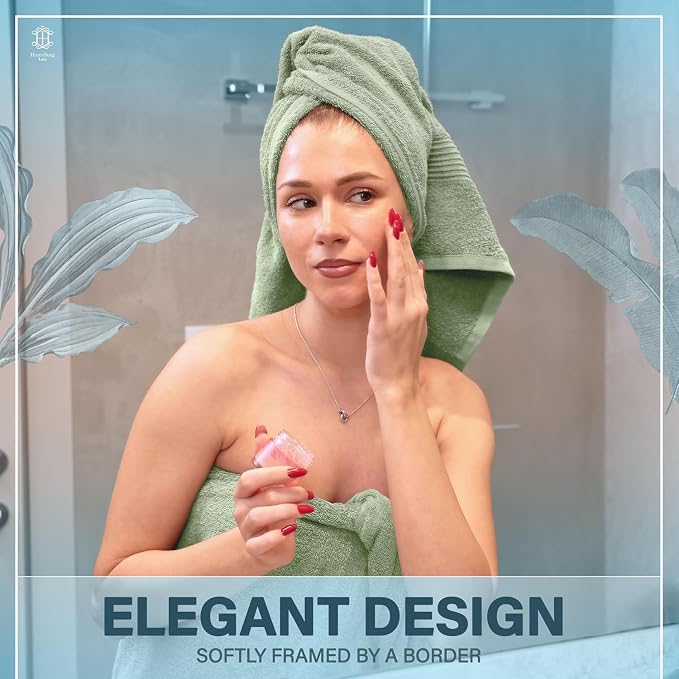 Luxe 2-Piece Bath Towel Set – Large Soft Cotton Towels, Absorbent, Durable & Skin-Friendly, Machine Washable, 27 x 54 in (Sage Green)