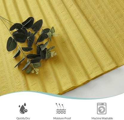 Aiyufeng Moga Extra Long Lemon Yellow Shower Curtain 96 Inch Long, Embossed Texture Fabric Bathroom Shower Curtain, Large Hotel Bath Curtain with 12 Holes, 72Wx96H, Lemon Yellow