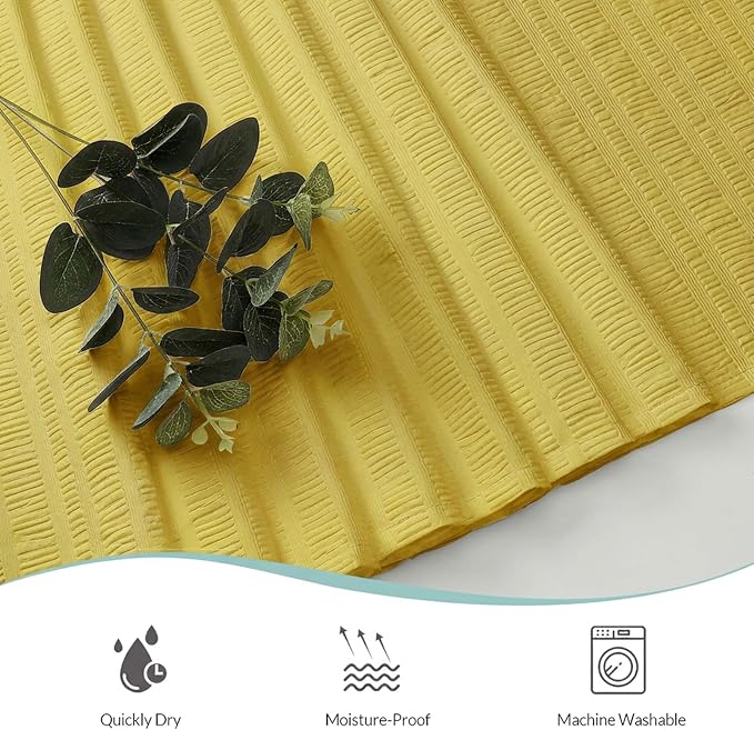 Aiyufeng Moga Lemon Yellow Fabric Shower Curtains for Bathroom - Hotel Spa Polyester Cloth Bath Curtain with 12 Holes, 72x72, Machine Washable, Lemon Yellow