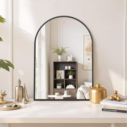 Arched Wall Mirror 30x20 Inch Black Bathroom Vanity Mirror with Metal Frame | Modern Arch Mirror for Bedroom, Living Room, Entryway, Wall Mounted Decorative Mirror