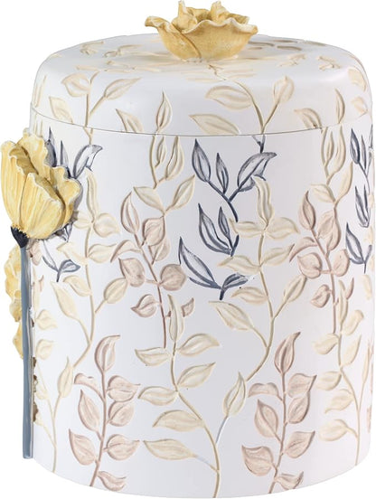 Avanti Linens - Covered Jar, 100% Hand-Painted Resin Bathroom Accessories, Floral Home Decor (Marielle)