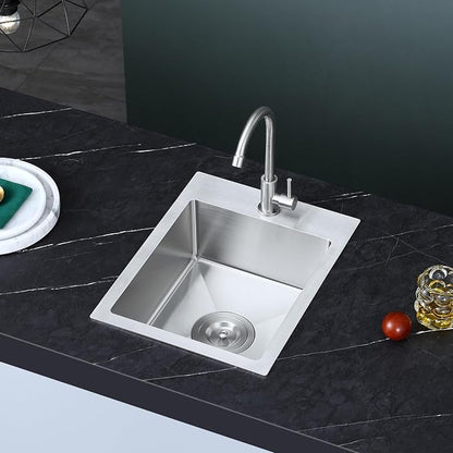 13 x 18 inch Bar Sink, Drop-in Tight Radius Brushed Stainless Steel Topmount Kitchen Sink Single Bowl
