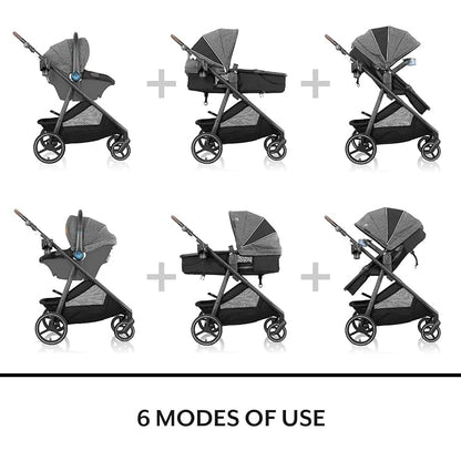 Evenflo Shyft Intuiti+ Travel System Featuring LiteMax NXT Preemie and Infant Car Seat with SensorySoothe (Eclipse Black)