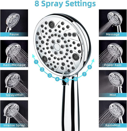 EMBATHER Shower Faucets Sets Complete with 3 Setting High Pressure Shower Head, Bathroom Wall Mounted Rainfall Shower Fixtures with 8-Mode Handheld Spray, Polished Chrome