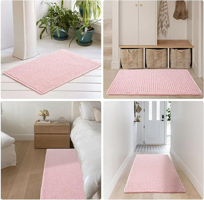 TYUU Waffle Bath Mat, Cute Bathroom Rugs Non Slip, 36x24 Light Peachy Pink | Super Absorbent Quick Dry Bath Rug, Non-Slip Backing, Soft Waffle Washable Farmhouse Bathroom Mats, Tub, Shower & Home Decor